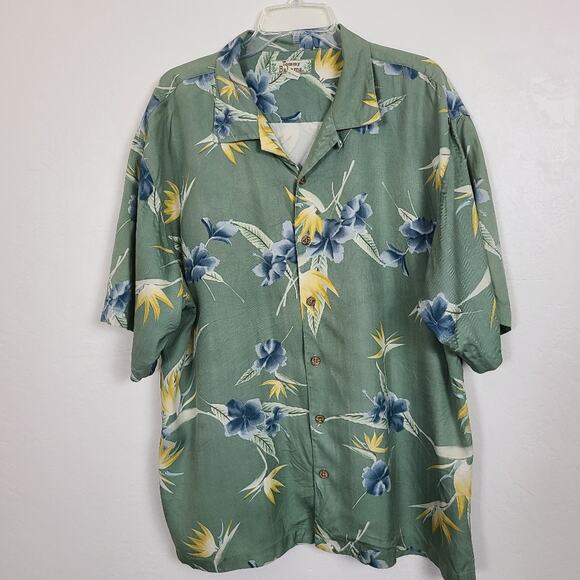 Tommy Bahama Birds of Paradise & Fronds 100% Silk Hawaiian Shirt Beach XL Mens - Picture 14 of 15